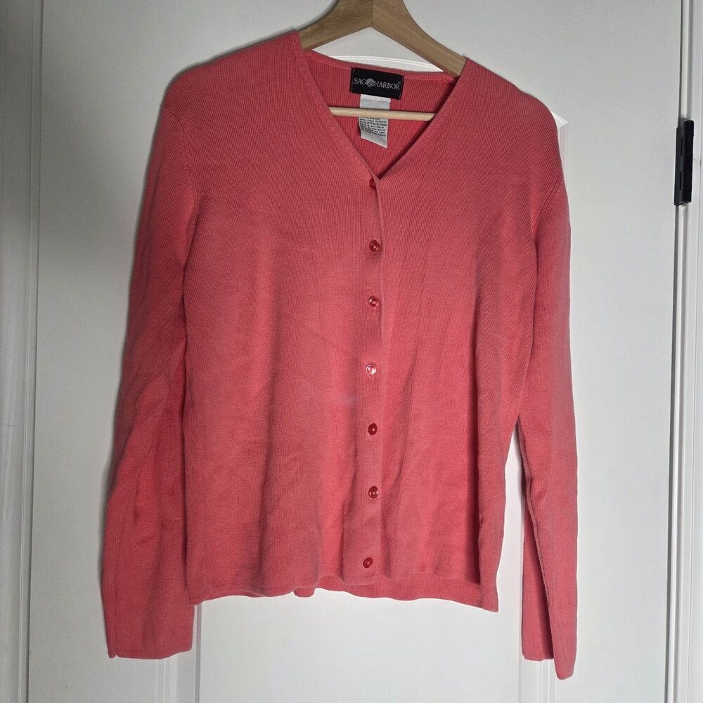 Size Medium Sag Harbor Womens Pink Cardigan Button Up